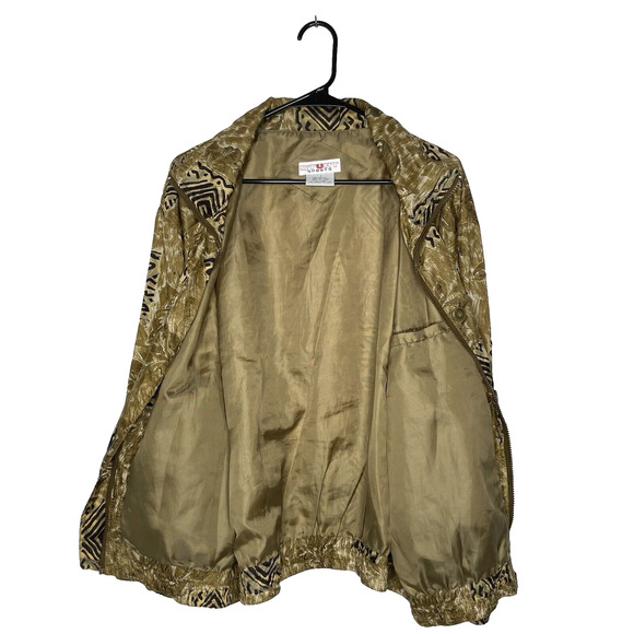 Vtg 80s Womens Jacket L 100% Silk Button Front Retro Tribal Pattern Patchwork - Picture 3 of 8